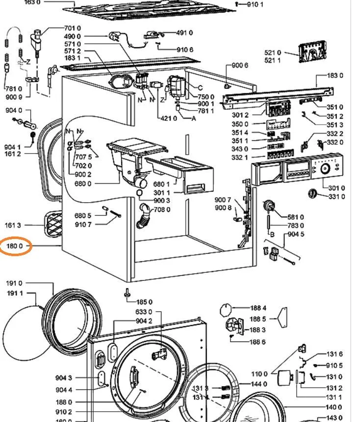 Skelet pračka Whirlpool / Indesit - 481075056231