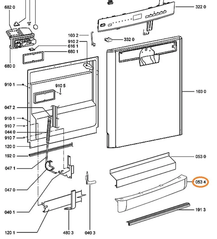 Kryt myčka Whirlpool / Indesit - 480140100911